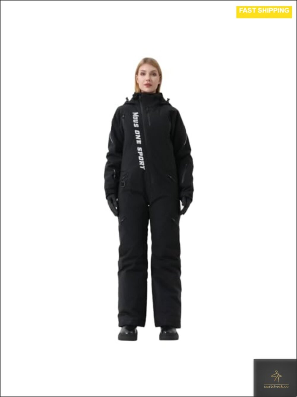 Women's One Piece Ski Suit Waterproof Insulated Jumpsuit with Removable Hood